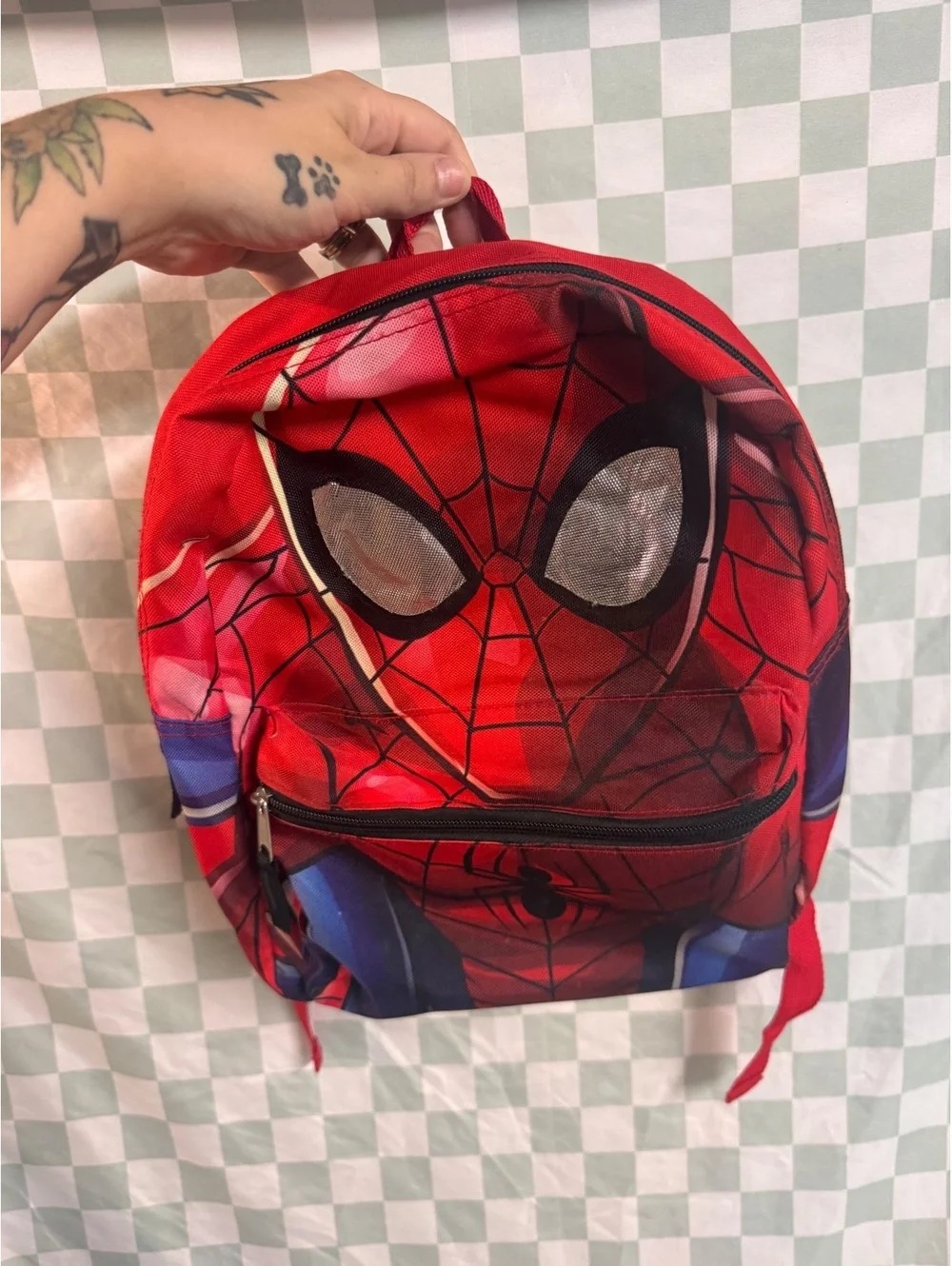 Spider-Man Themed Kids Backpack Red Blue